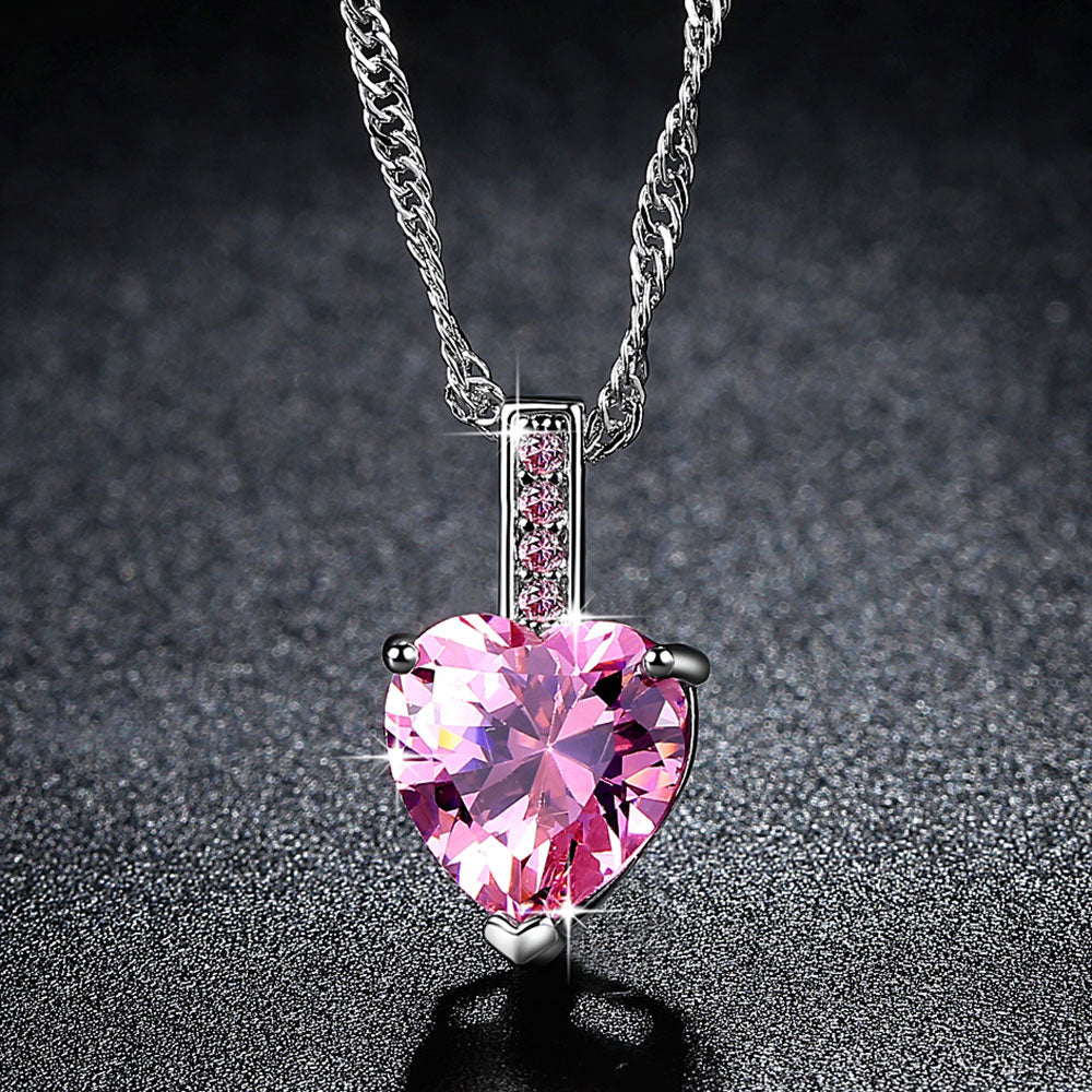Beiver White Gold Color Crystal Heart Pendant Necklace