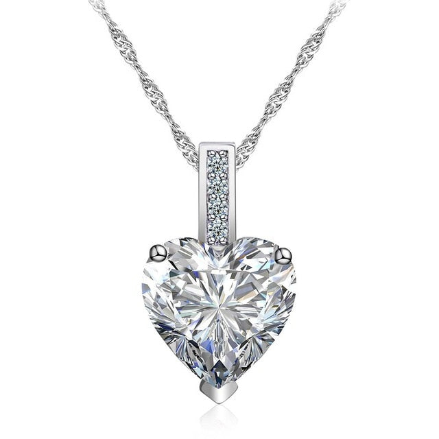 Beiver White Gold Color Crystal Heart Pendant Necklace