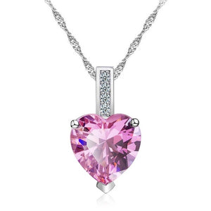 Beiver White Gold Color Crystal Heart Pendant Necklace