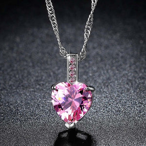 Beiver White Gold Color Crystal Heart Pendant Necklace