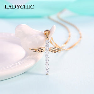 Elegant Gold Color Cross Pendant Necklace