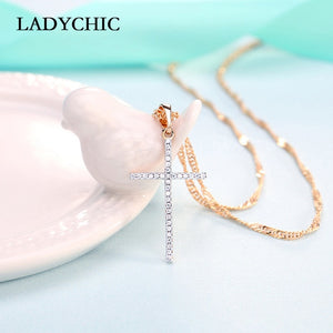 Elegant Gold Color Cross Pendant Necklace