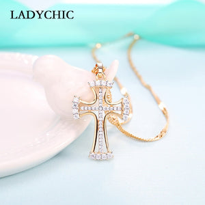 Elegant Gold Color Cross Pendant Necklace