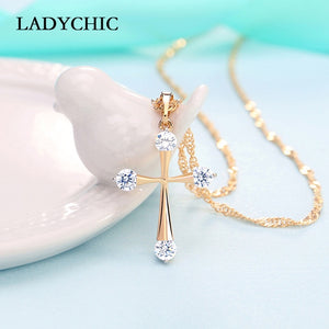 Elegant Gold Color Cross Pendant Necklace