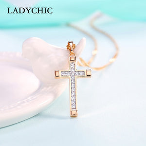 Elegant Gold Color Cross Pendant Necklace