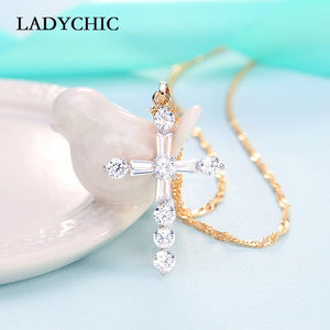 Elegant Gold Color Cross Pendant Necklace