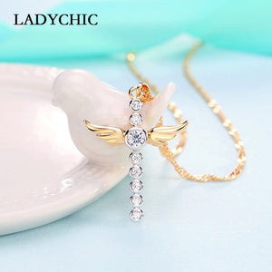 Elegant Gold Color Cross Pendant Necklace