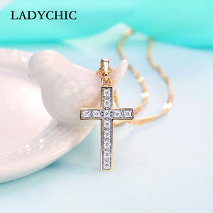 Elegant Gold Color Cross Pendant Necklace