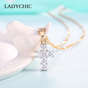 Elegant Gold Color Cross Pendant Necklace