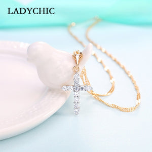 Elegant Gold Color Cross Pendant Necklace