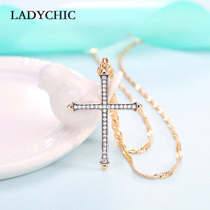 Elegant Gold Color Cross Pendant Necklace